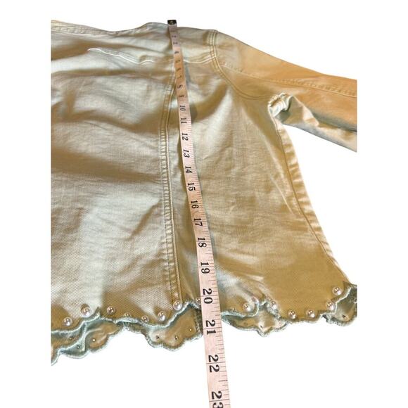 Melanie Lyne Women’s Light Lime Green Scalloped Beaded Hem  Jacket Size 14 - Picture 5 of 9